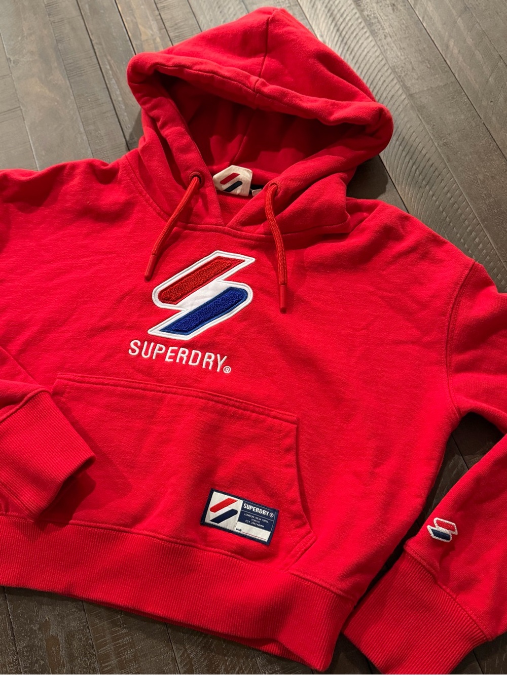 Superdry Women’s Red Logo Pullover Hoodie Size US 4 / UK 8